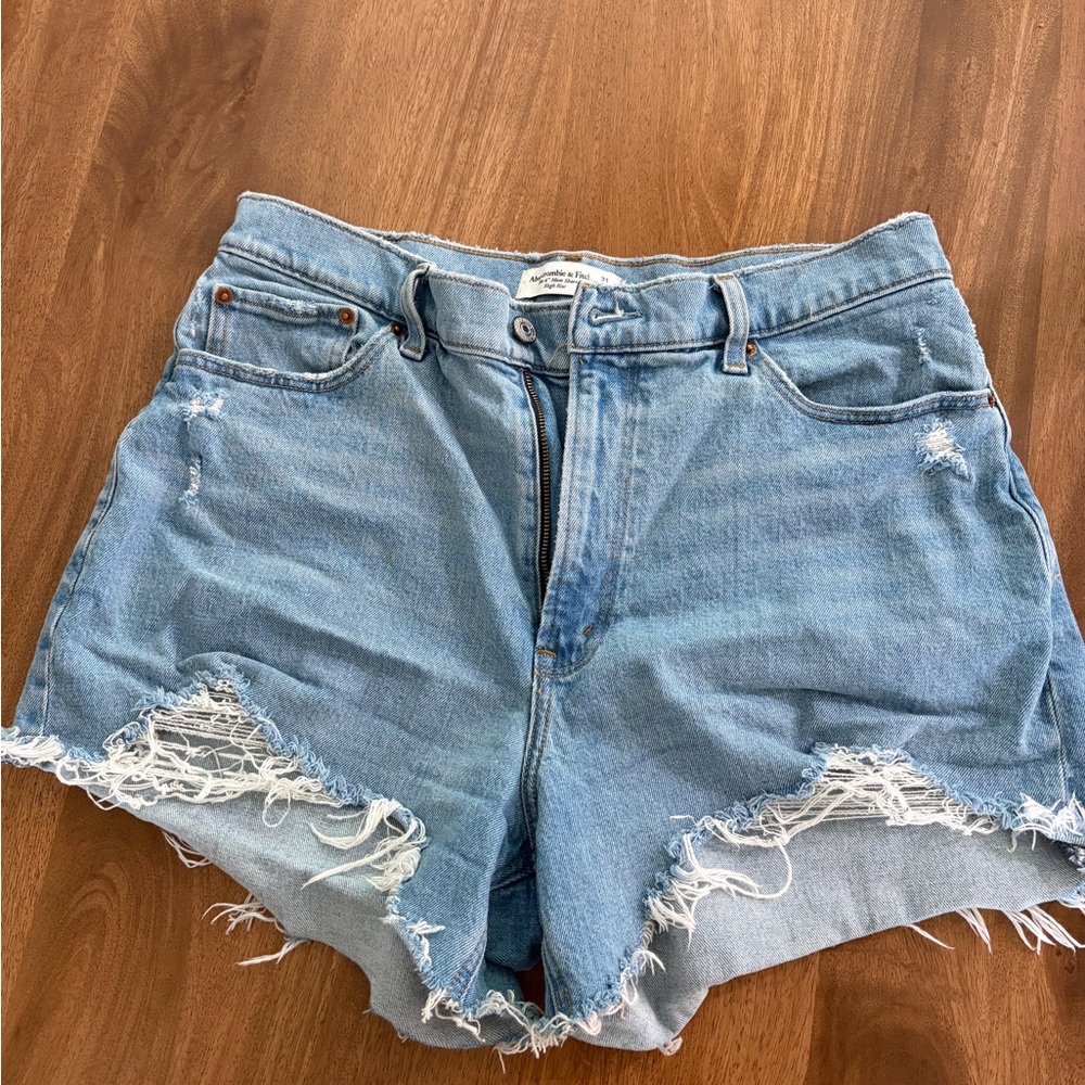Abercrombie Light Blue Distressed Denim Shorts